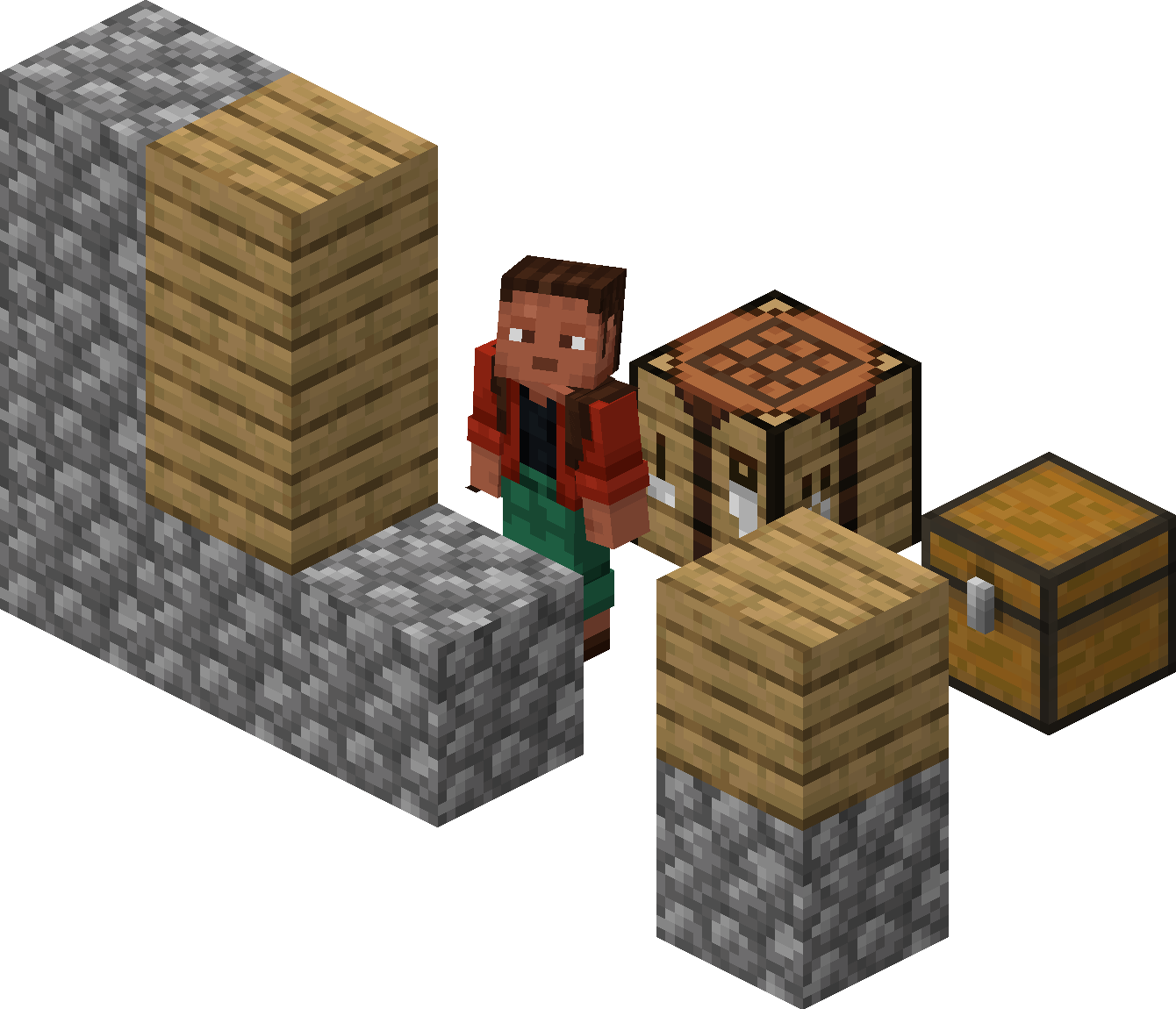 Noor from Minecraft stands inside an unfinished building.