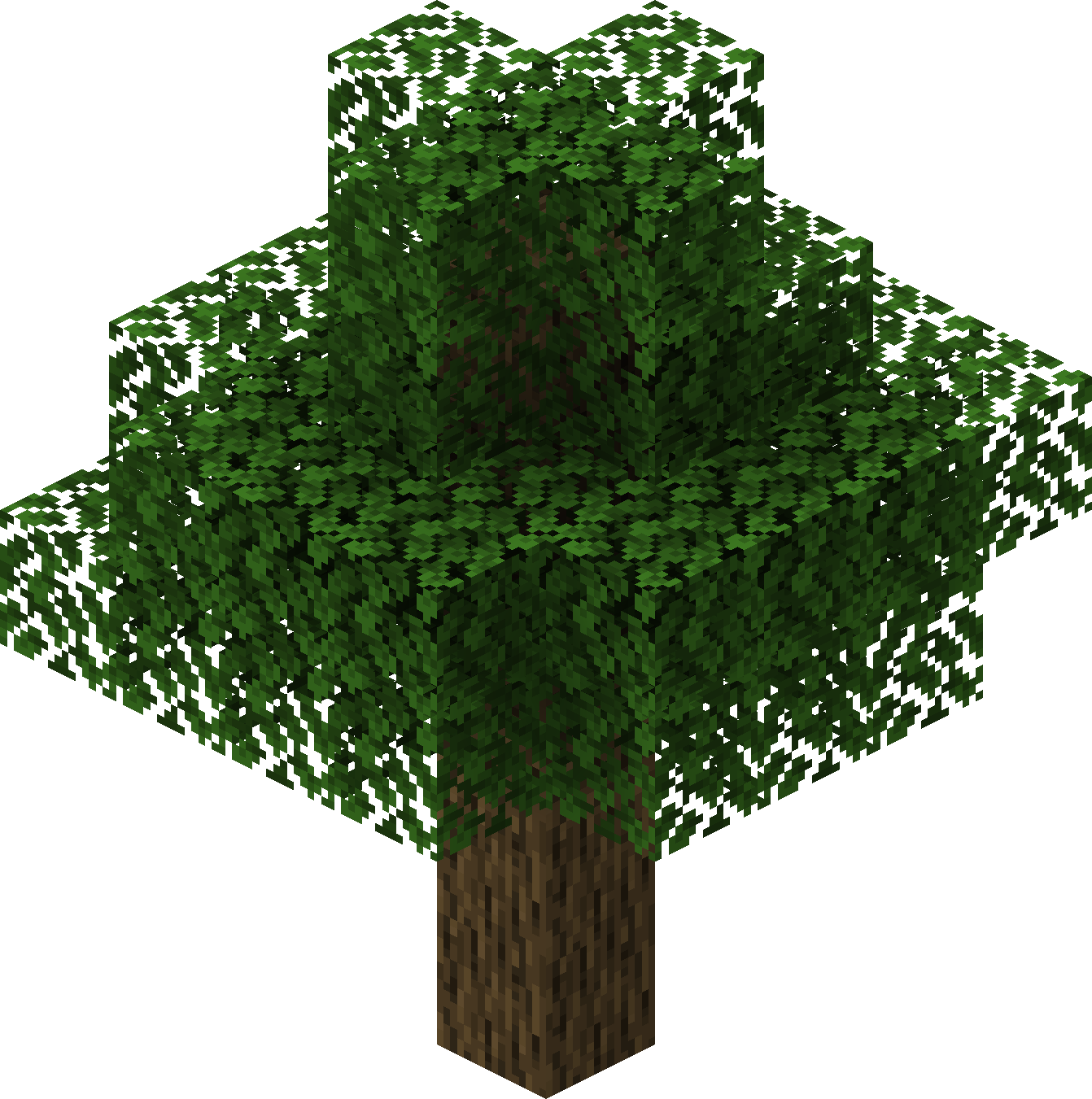 An oak tree from Minecraft on a transparent background.