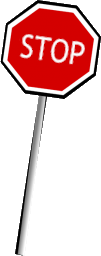 A red stop sign leaning to the right.